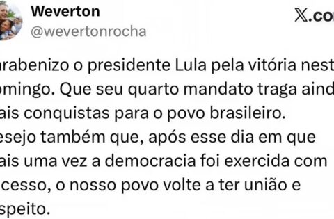 Após abandonar campanha de Lula no segundo turno, Weverton agora pede união e respeito